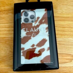 Flaunt Square Phone Case iPhone 13 Pro Cow Tan/White NIB